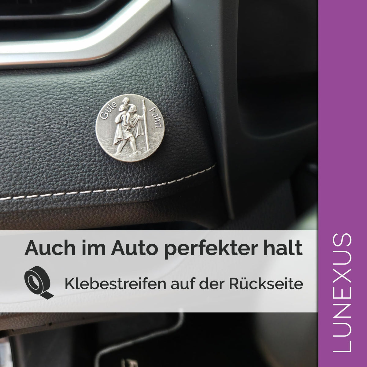 St Christopher Medal “Gute Fahrt” (“safe journey”) Ø 3 cm – France, Blessed & Magnet – view 5