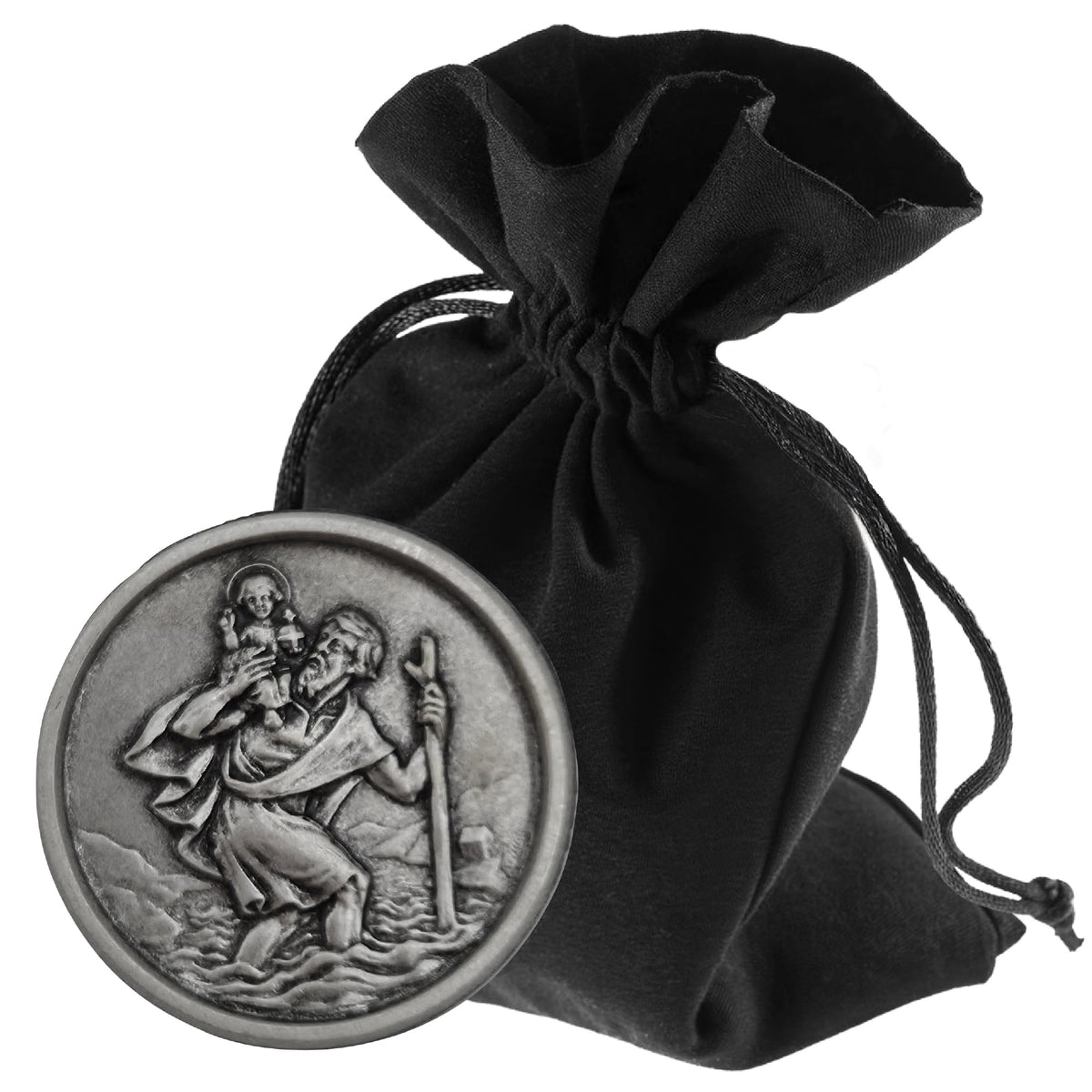 St Christopher Car Medal Ø 3 cm – Purist Relief, Blessed & Magnet – product view