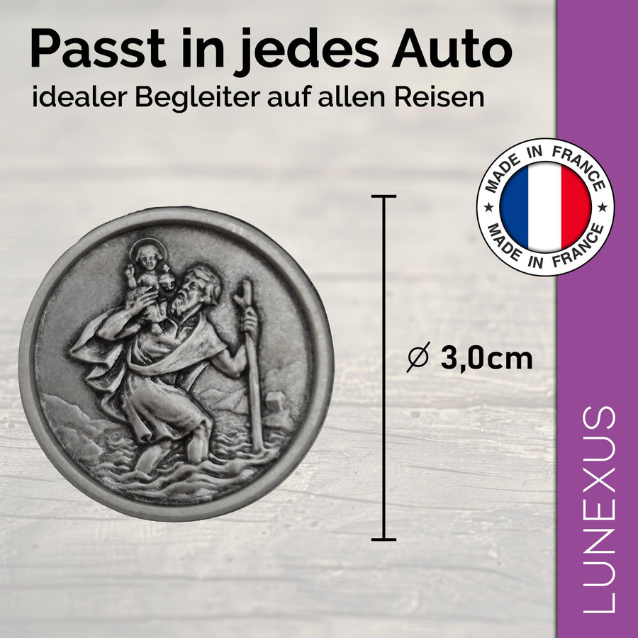 St Christopher Car Medal Ø 3 cm – Purist Relief, Blessed & Magnet – view 2