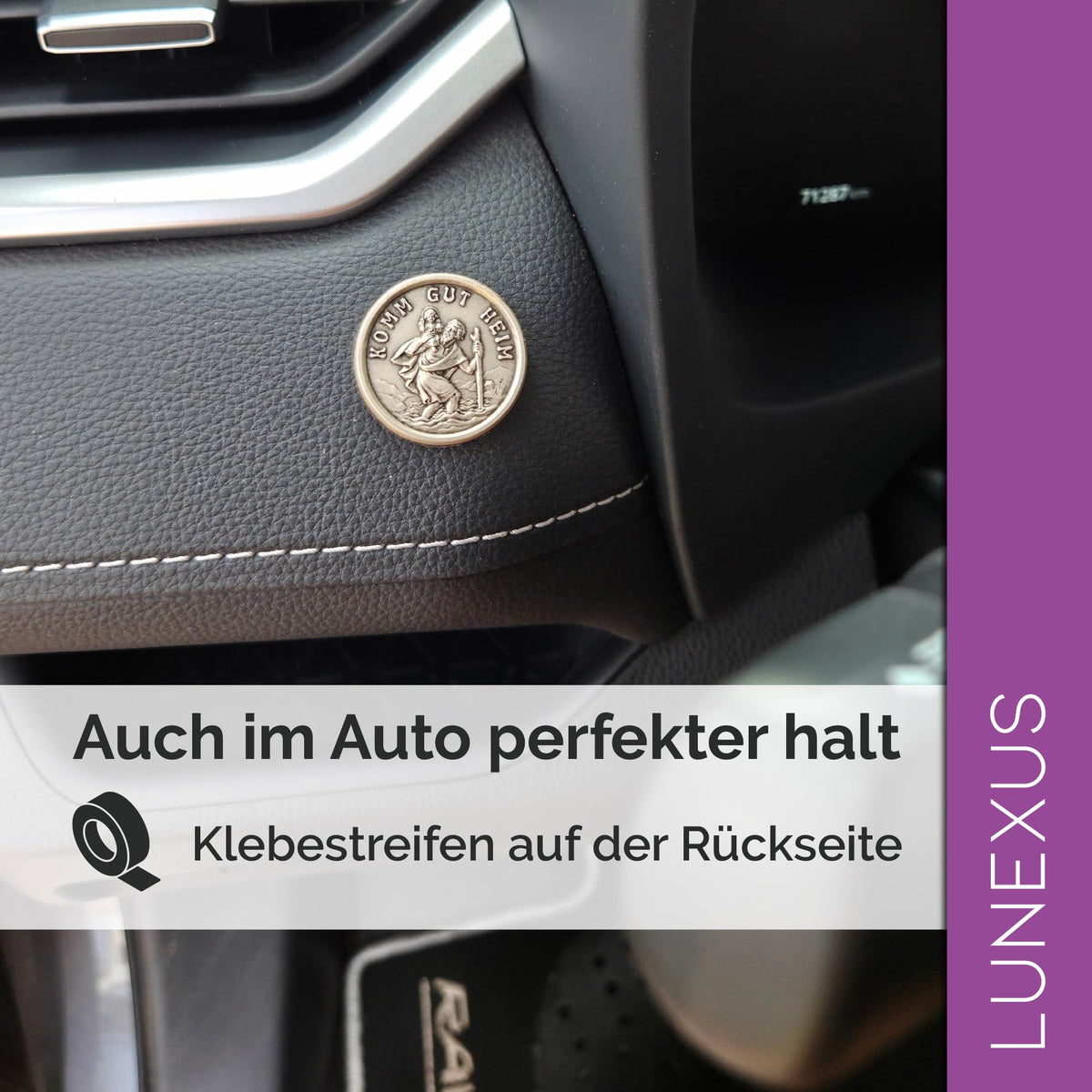 Medalla San Cristóbal para coche «Komm Gut Heim» Ø 3 cm – bendecida e imán – vista 5