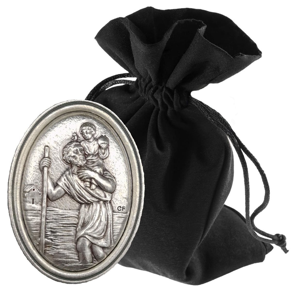 St Christopher Medal Oval 4.8 × 2.8 cm – Blessed & Magnet – product view