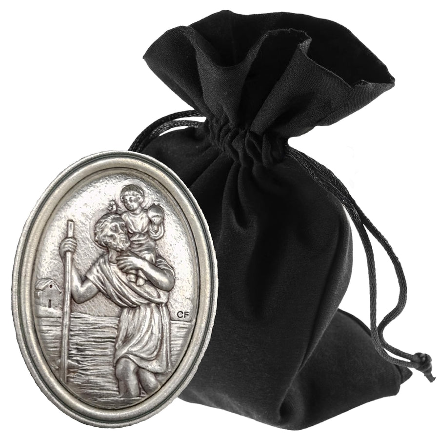 Medaglia San Cristoforo ovale 4,8 × 2,8 cm – benedetta e con magnete – vista del prodotto