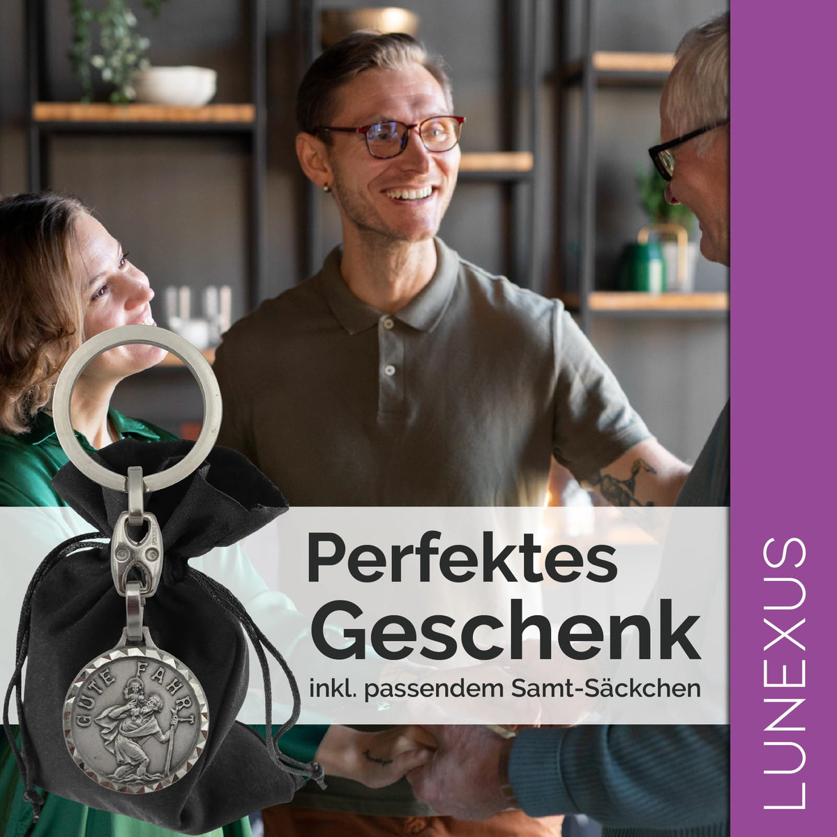 St Christopher Keyring “Gute Fahrt” (“safe journey”) 8.5 cm – Blessed – view 4