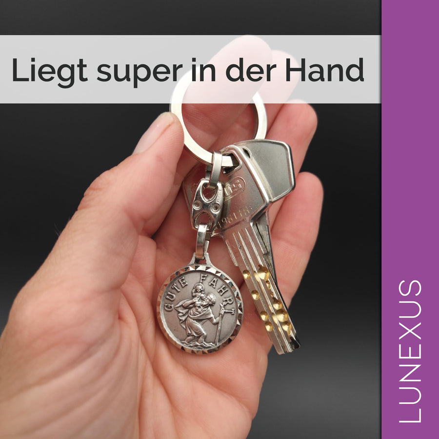 St Christopher Keyring “Gute Fahrt” (“safe journey”) 8.5 cm – Blessed – view 6