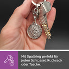 Handgefertigter Christophorus Schlüsselanhänger Gute Fahrt aus Frankreich, gesegnet und mit Weihe-Zertifikat geliefert