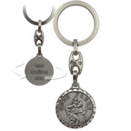 Gesegneter Christophorus Schlüsselanhänger mit Gravur „Gute Fahrt“ und Rückseite „Gott schütze dich“ als Schutzpatron für Autofahrer und Reisende