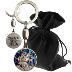 St Christopher Keyring “Komm gut heim” Blue 9 cm – Blessed – product view
