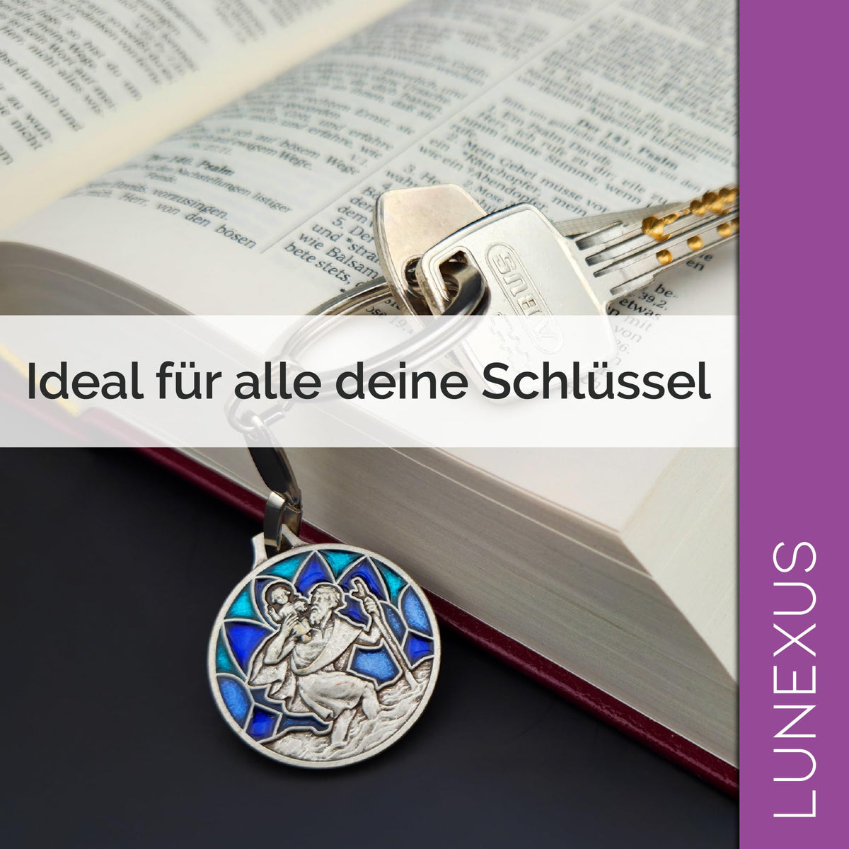 St Christopher Keyring “Komm gut heim” Blue 9 cm – Blessed – view 5