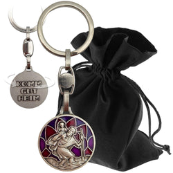 St Christopher Keyring “Komm Gut Heim” (“come home safely”) Violet 9 cm – Blessed – product view