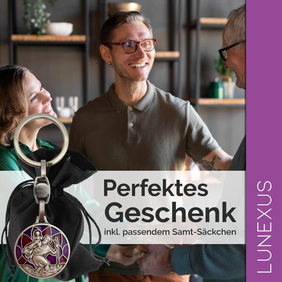 St Christopher Keyring “Komm Gut Heim” (“come home safely”) Violet 9 cm – Blessed – view 4