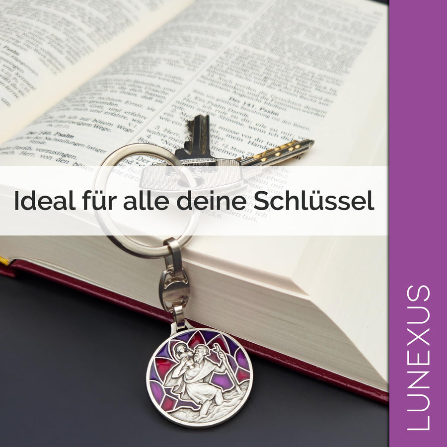 St Christopher Keyring “Komm Gut Heim” (“come home safely”) Violet 9 cm – Blessed – view 5