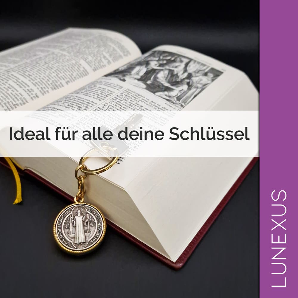 Benediktus Schlüsselanhänger 9 cm – Gold / Antik - Bronze - LUNEXUS