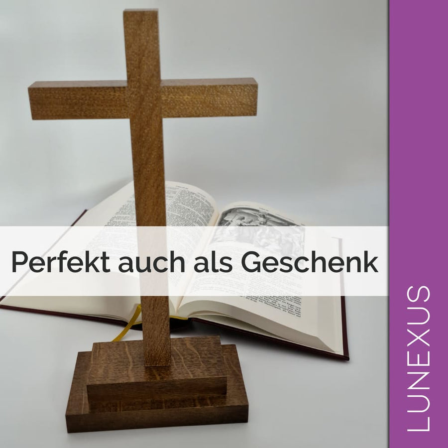 Croix à poser en hêtre 28,5 cm – fabriquée en Allemagne – démontable avec socle - LUNEXUS