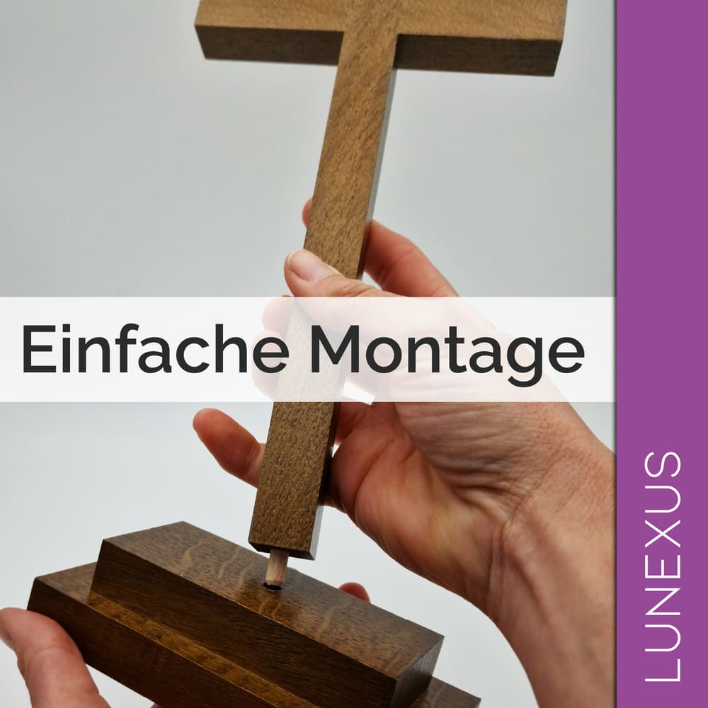 Buchenholz - Standkreuz 28,5 cm – aus Deutschland – zerlegbar mit Sockel - LUNEXUS
