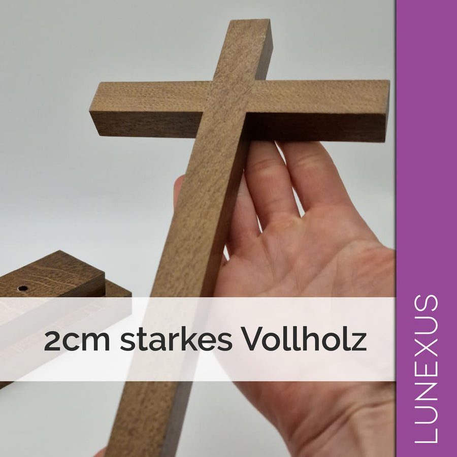Croix à poser en hêtre 28,5 cm – fabriquée en Allemagne – démontable avec socle - LUNEXUS