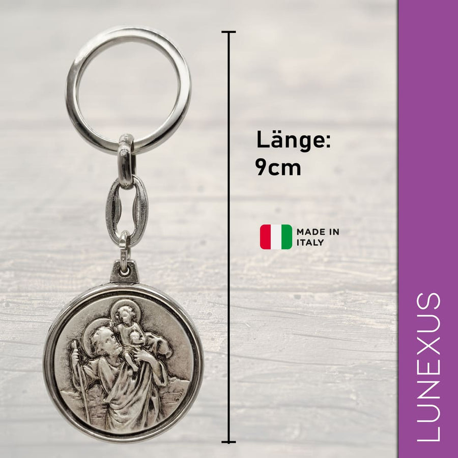 Porte-clés saint Christophe 9 cm – argenté - LUNEXUS