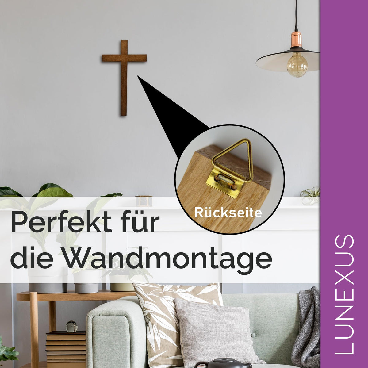 Wandkreuz aus Buchenholz 30 cm – Ansicht 4