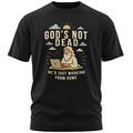 God’s Not Dead Herren T-Shirt in Schwarz mit Aufdruck „He’s just working from home“ – humorvolles christliches Statementshirt aus Baumwolle