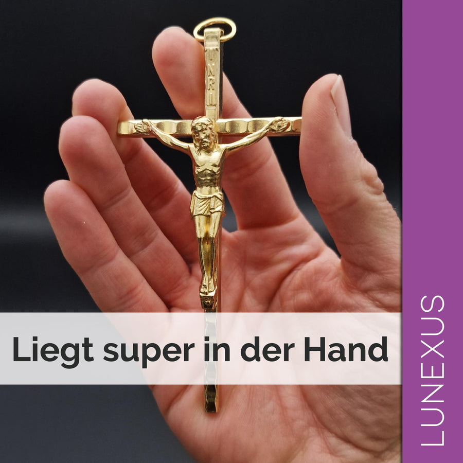 Gold-Coloured Wall Crucifix incl. Velvet Pouch – view 6
