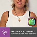 Christliche Halskette Olivenholz Byzantinisches Kreuz Geschenk Taufe Kommunion