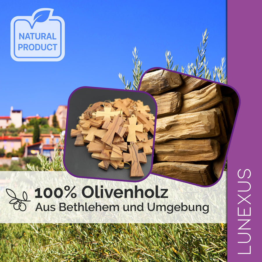Collar de madera de olivo con cruz bizantina de Belén – bendecido – vista 7