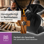 Handarbeit Bethlehem Halskette Olivenholz Kreuz mit Davidstern gesegnet Zertifikat