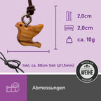 Maße Halskette Olivenholz Taube geschnitzt Anhänger 2x2 cm