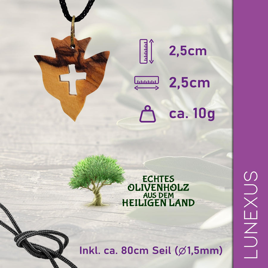 Olive Wood Necklace with Dove and Cross from Bethlehem – Blessed in Our Warehouse – view 2