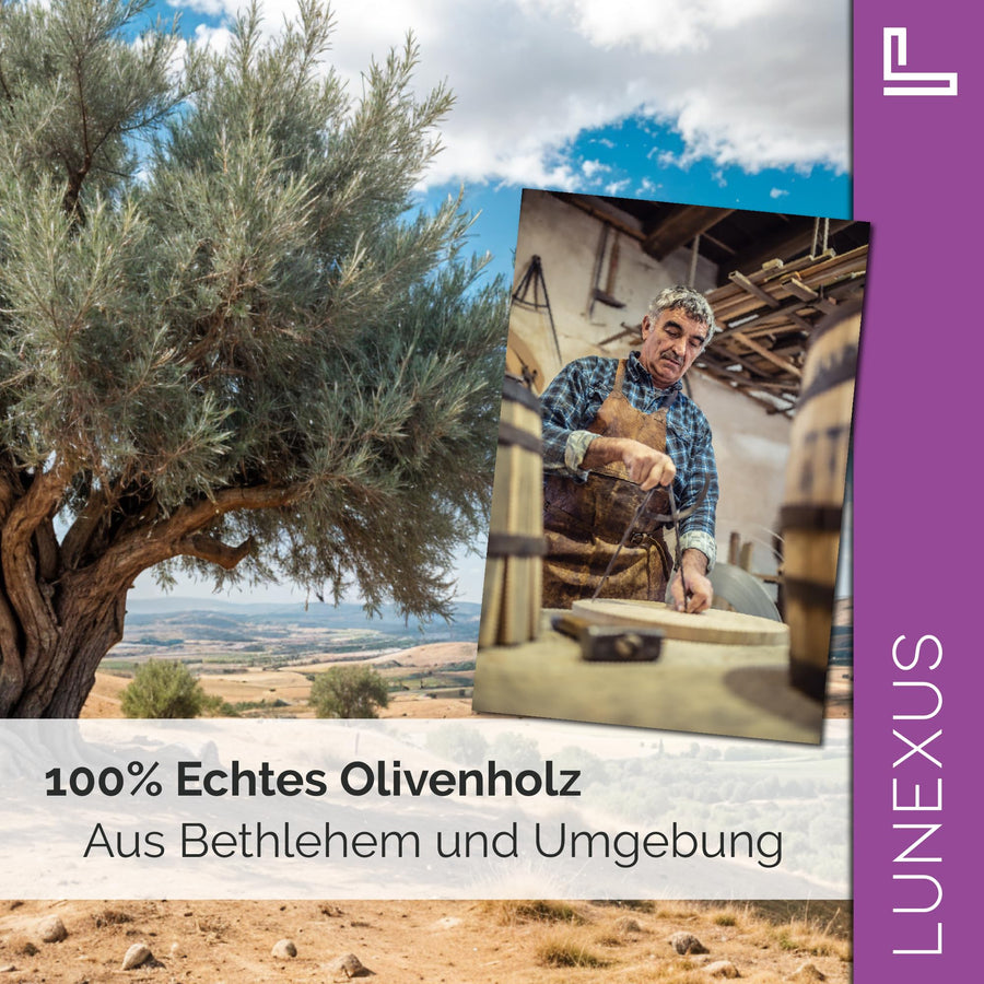 Benedizione della casa, quadretto in legno d'ulivo 15×10 cm – «Gott segne unser Haus» – vista 7