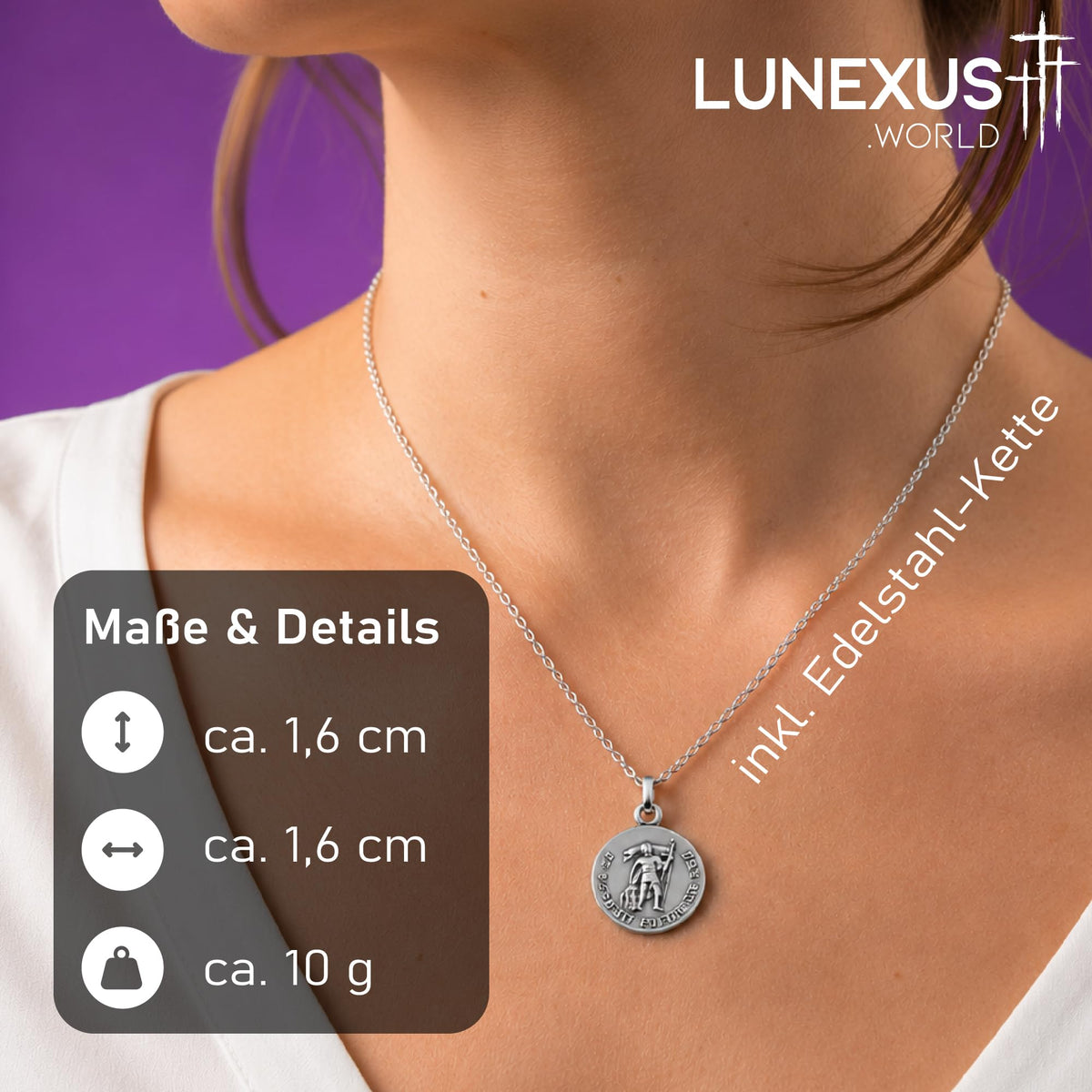 Collana San Floriano con medaglione 1,6 cm – benedetta, con sacchetto di velluto – vista 2