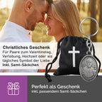 Christliches Geschenk für Paare Schlüsselanhänger Hl Valentin mit Samtbeutel zum Valentinstag Hochzeit und Jahrestag