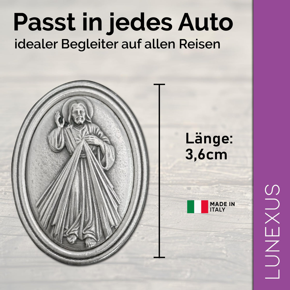 Placa de Jesús para coche ovalada 3,6 cm – medalla bendecida e imán – vista 2