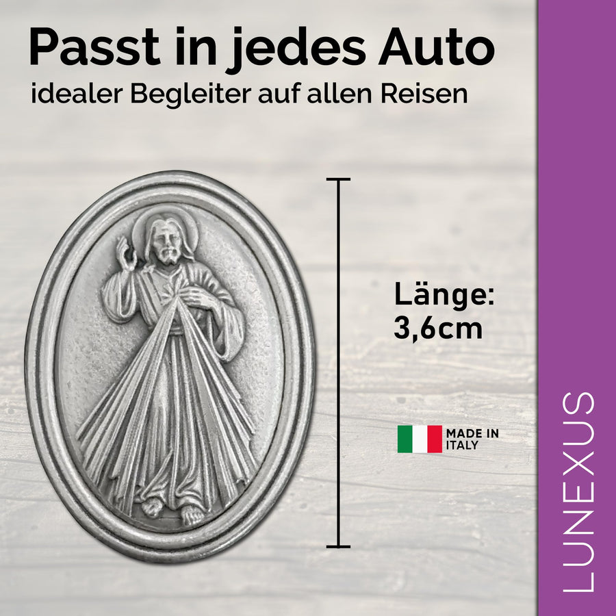 Placa de Jesús para coche ovalada 3,6 cm – medalla bendecida e imán – vista 2