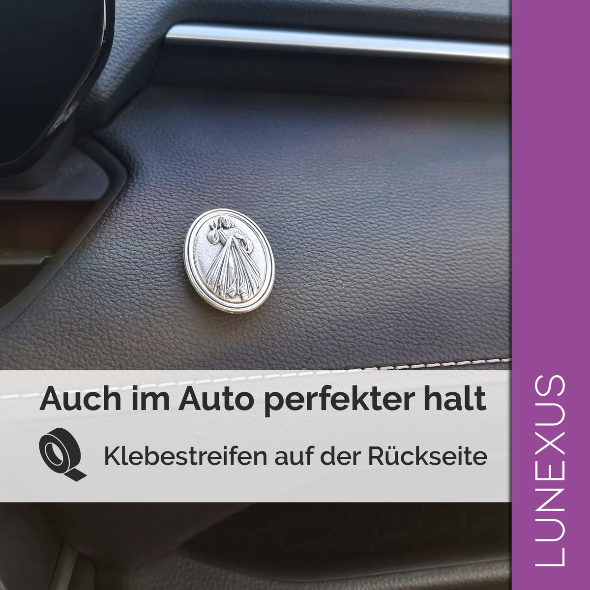 Placa de Jesús para coche ovalada 3,6 cm – medalla bendecida e imán – vista 5