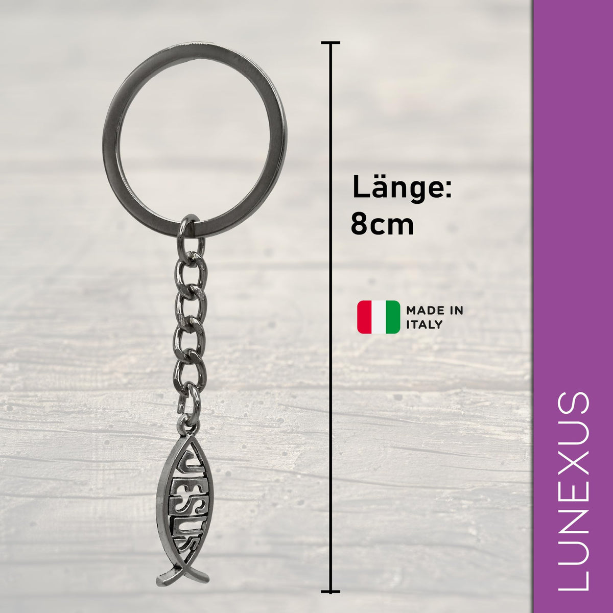 Jesus Fish Keyring Ichthys 8 cm – blessed – view 2