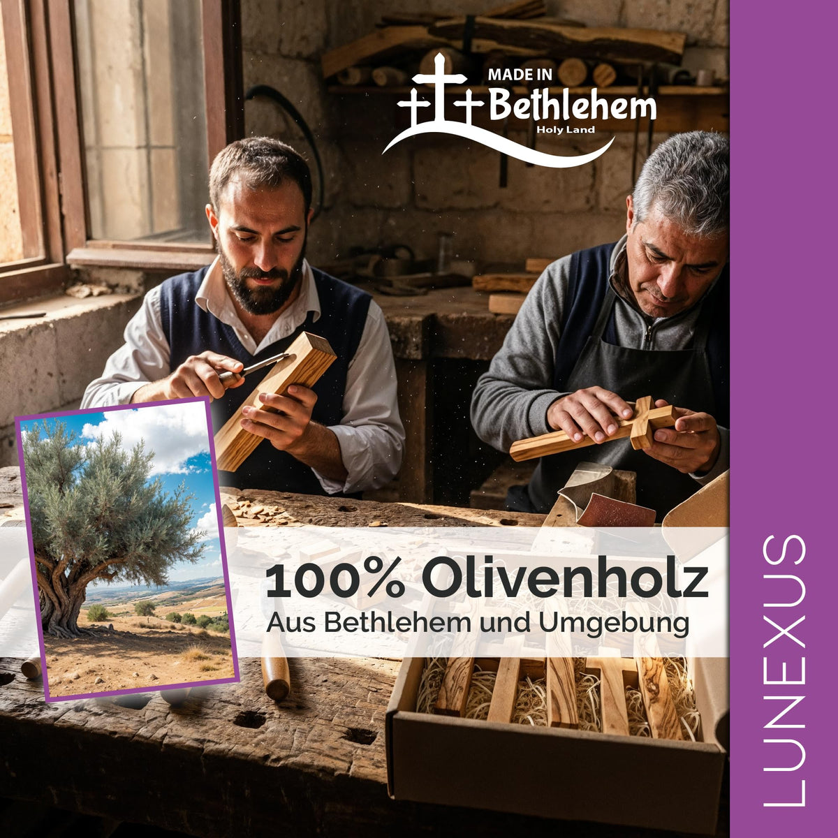 Llavero Jesús Cruz madera de olivo 9 cm – bendecido en nuestro almacén – vista 5