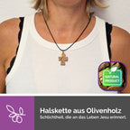 halskette kreuz olivenholz getragen zu taufe kommunion konfirmation