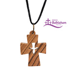 halskette kreuz olivenholz mit taube gesegnetes produkt