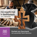 Handarbeit Kreuzanhänger Olivenholz Bethlehem byzantinisches Kreuz gesegnet mit Zertifikat