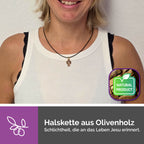 Kreuzanhänger Olivenholz Bethlehem Christusfigur getragen als Halskette religiöses Geschenk