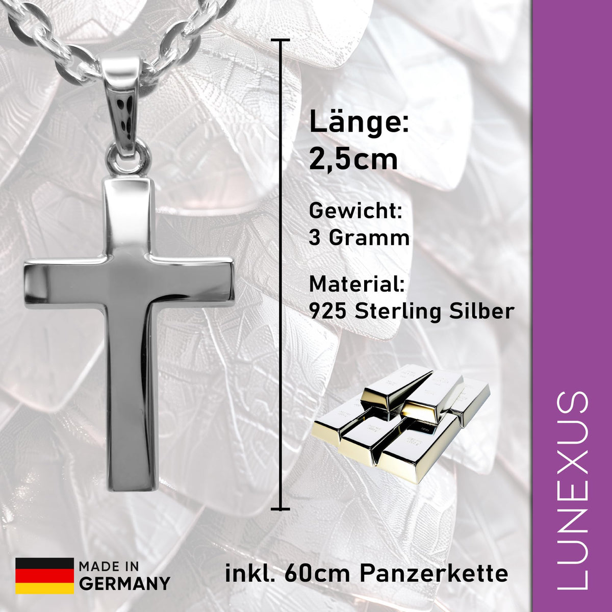 Collana con croce in argento 925 con sacchetto di velluto – vista 2