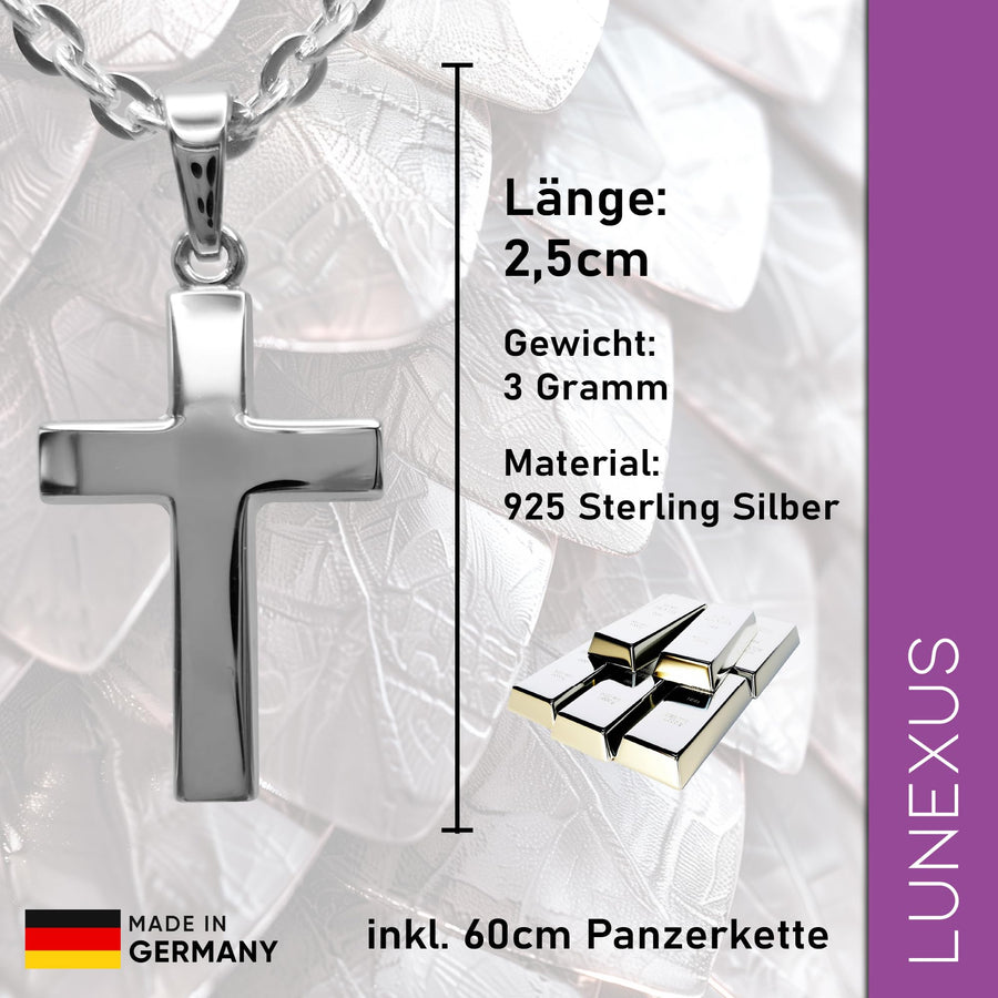 Collar de cruz de plata de ley 925 con bolsita de terciopelo – vista 2