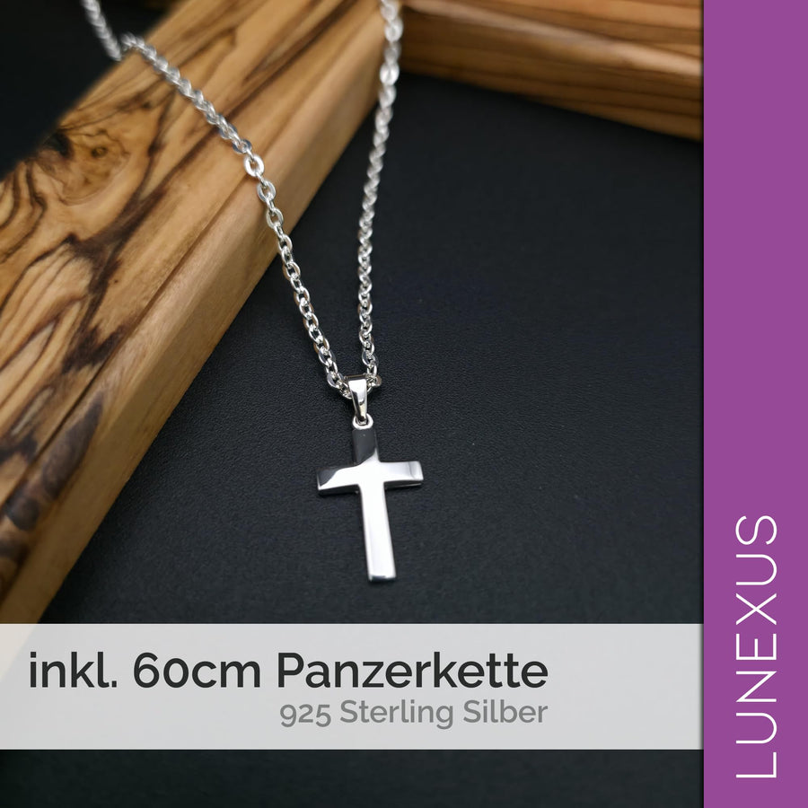 Collar de cruz de plata de ley 925 con bolsita de terciopelo – vista 5