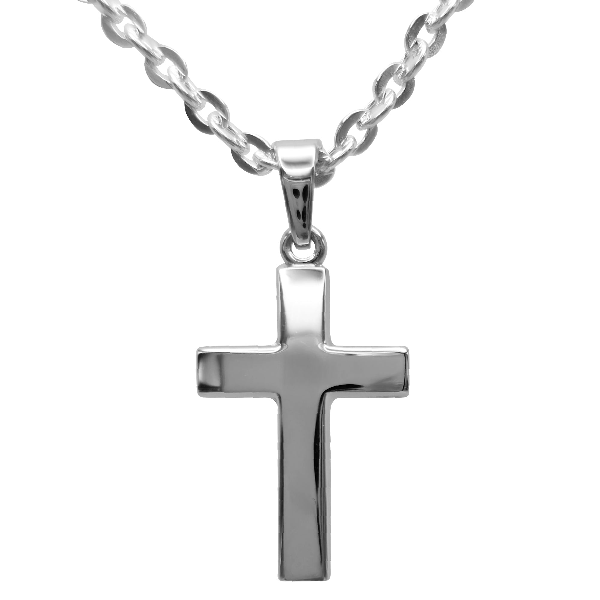Kreuzkette aus 925 Sterling Silber schlicht poliert mit Panzerkette