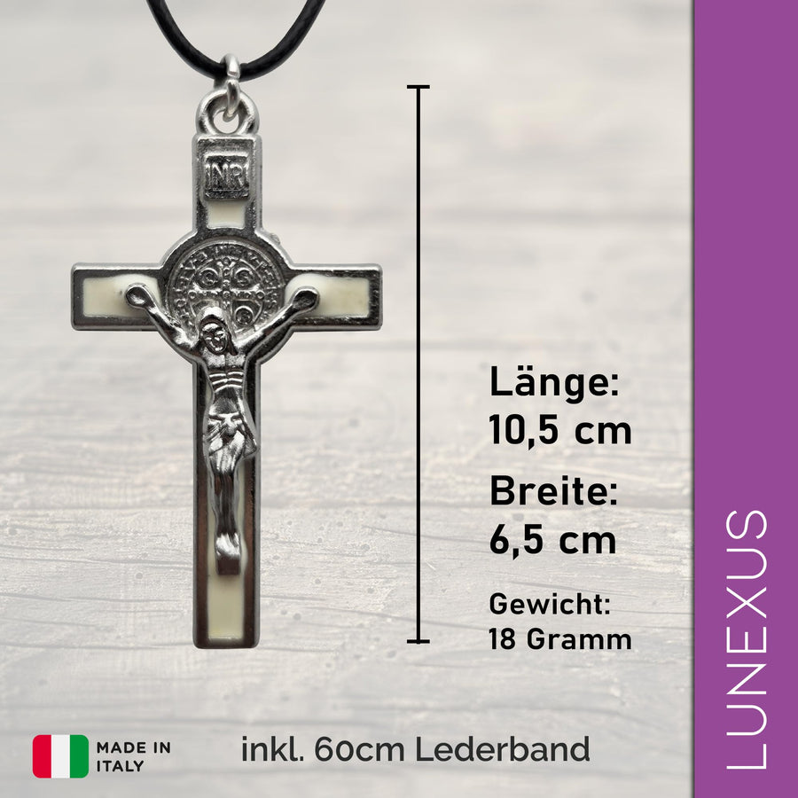 Collar crucifijo con medalla de San Benito 10,5 × 6,5 cm esmalte – vista 9