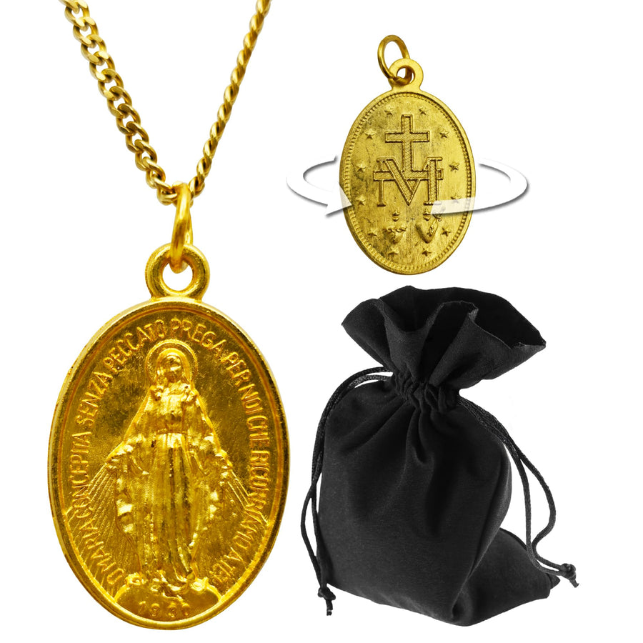 Collar mariano con Medalla Milagrosa y bolsita de terciopelo – vista del producto