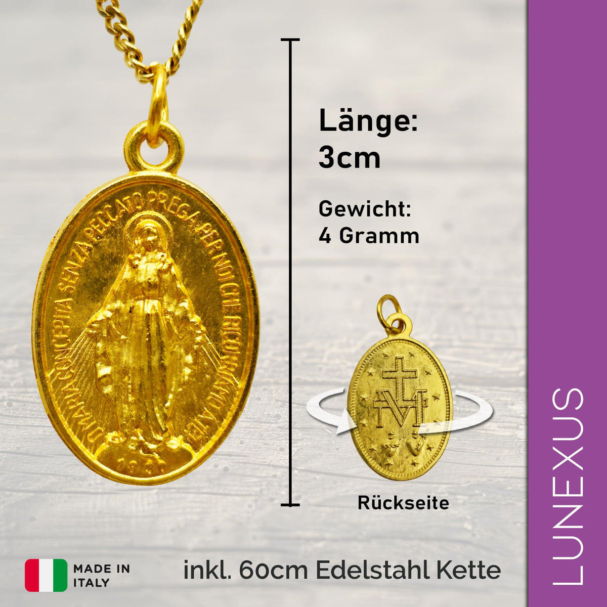 Collana mariana con Medaglia Miracolosa e sacchetto di velluto – vista 2