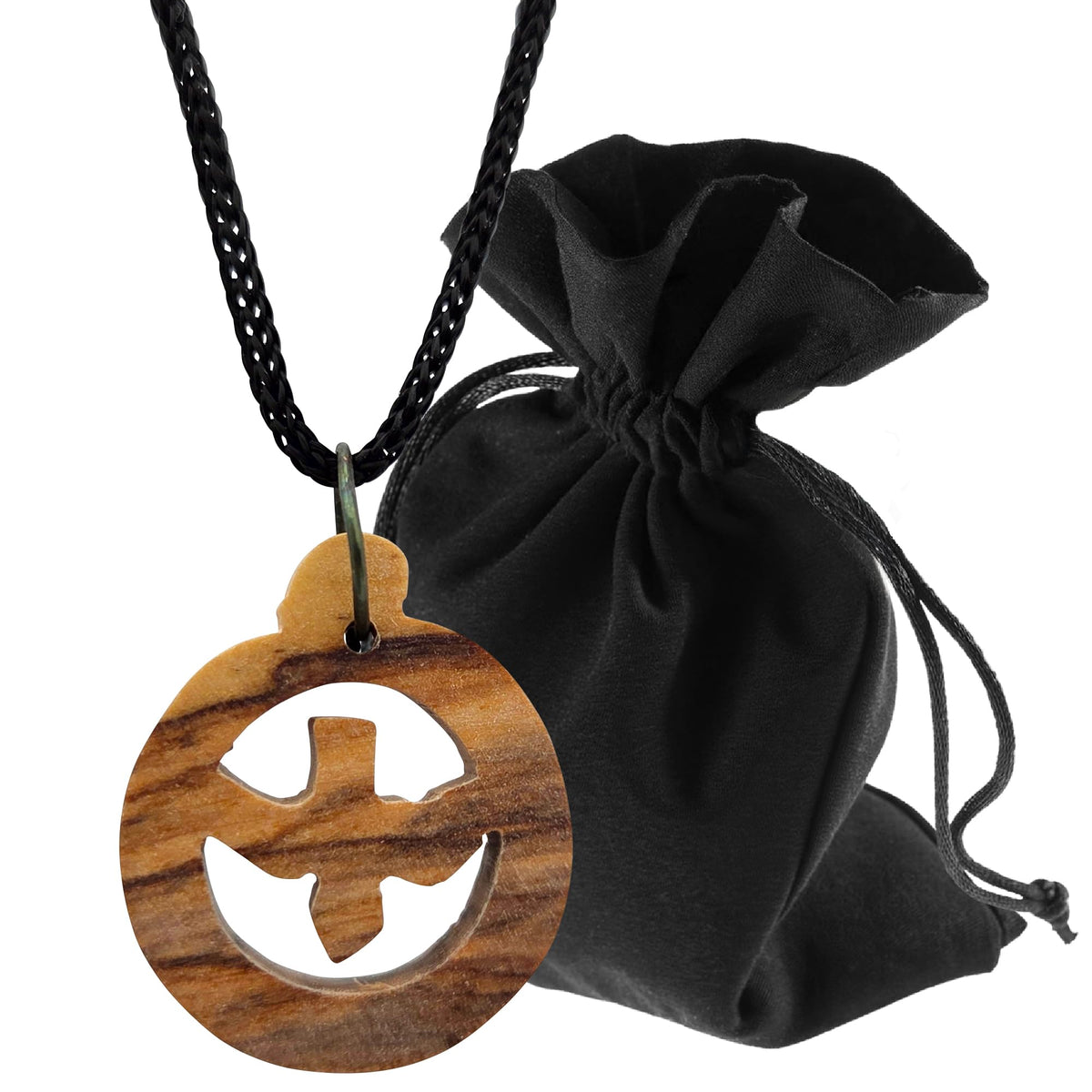 Olive wood necklace with dove (Holy Spirit) – from Bethlehem – product view