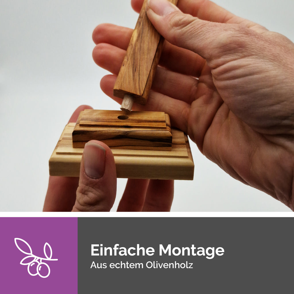Olivenholz Kreuz aus Bethlehem auf Regal oder Altar christliche Dekoration