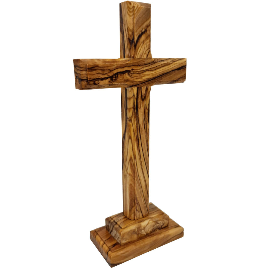 Olive wood standing cross 18.5 cm – with removable base – product view